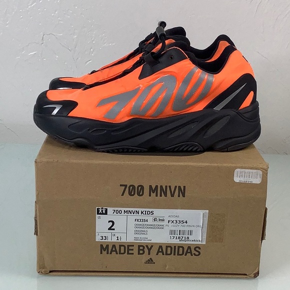 Adidas Yeezy Boost 700 MNVN orange Sneakers size 2 kids - Picture 5 of 13